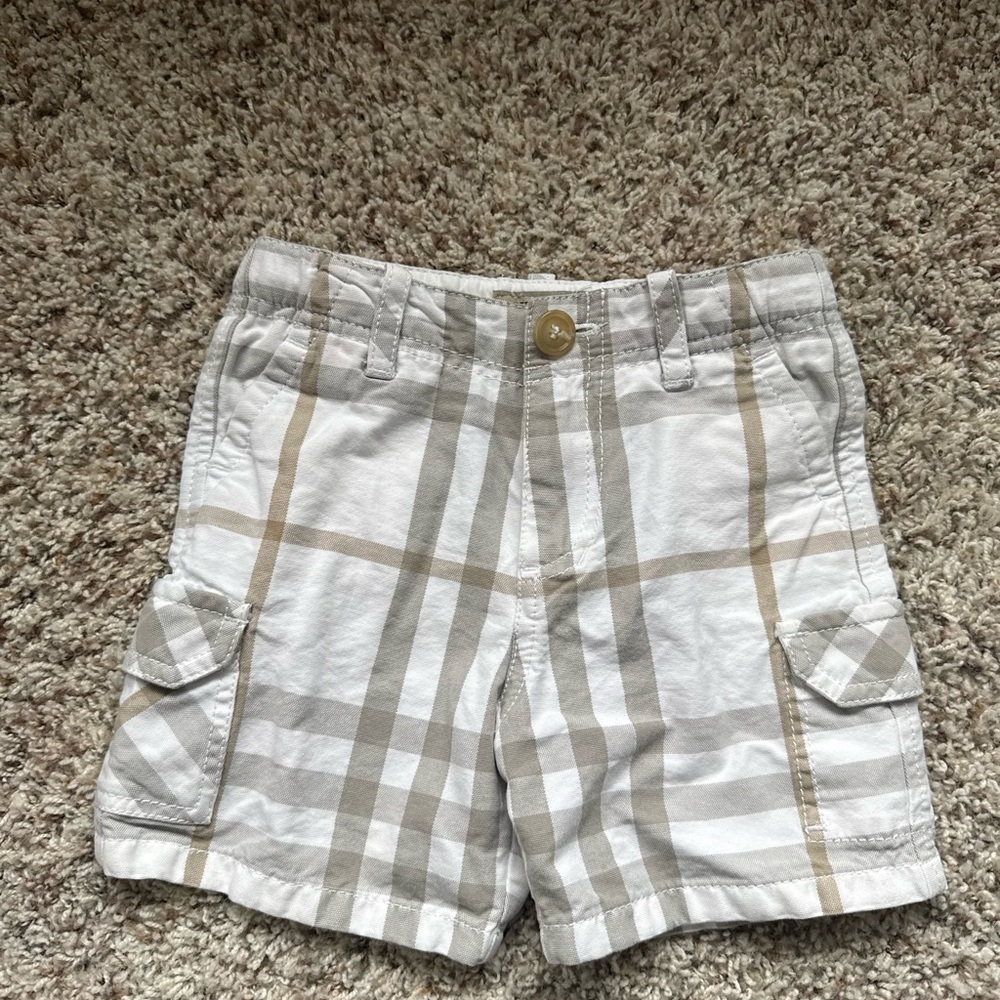 Burberry Beige and White Plaid Shorts